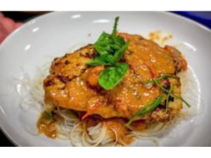 Leslie Scott’s Coconut Catfish With Peanut Sauce